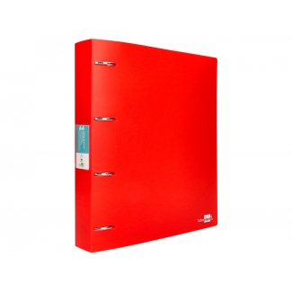 Liderpapel CH40 - Carpeta de anillas, 4 anillas mixtas de 40 mm, polipropileno, A4, color rojo translúcido