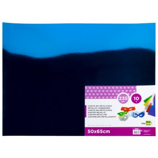 Liderpapel CM04 - Cartulina, 50 x 65 cm, 235 gr/m2, color metalizado azul