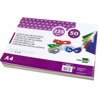 Liderpapel CM06 - Paquete de 50 cartulinas, A4, 235 gr/m2, color metalizada