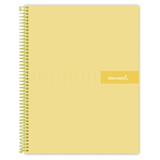 Liderpapel Crafty BA89 - Bloc espiral, tamaño A4, tapa extradura, 120 hojas de 90 gr, cuadrícula de 5 mm, sin margen, microperforado, color amarillo