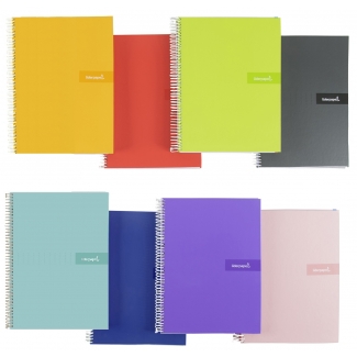 Liderpapel Crafty BC32 - Bloc espiral, tamaño A5, tapa extradura, 80 hojas de 90 gr, cuadrícula de 3 mm, con margen, colores surtidos