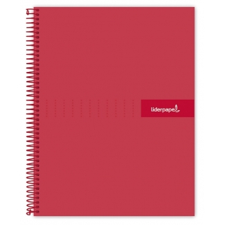 Liderpapel Crafty BF47 - Bloc espiral, tamaño A4, tapa extradura, 80 hojas de 90 gr, cuadrícula de 4 mm, con margen, color rojo