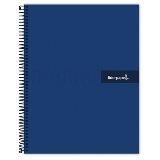 Liderpapel Crafty BJ08 - Bloc espiral, tamaño A5, tapa extradura, 120 hojas de 90 gr, cuadrícula de 5 mm, sin margen, microperforado, 6 taladros, color azul marino