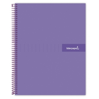Liderpapel Crafty BJ73 - Bloc espiral, tamaño A5, tapa extradura, 120 hojas de 90 gr, cuadrícula de 5 mm, sin margen, microperforado, 6 taladros, color violeta