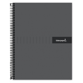 Liderpapel Crafty BJ74 - Bloc espiral, tamaño A5, tapa extradura, 120 hojas de 90 gr, cuadrícula de 5 mm, sin margen, microperforado, 6 taladros, color negro