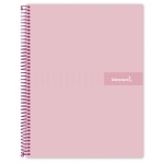 Liderpapel Crafty BJ75 - Bloc espiral, tamaño A5, tapa extradura, 120 hojas de 90 gr, cuadrícula de 5 mm, sin margen, microperforado, 6 taladros, color rosa