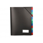Liderpapel CS12 - Carpeta clasificadora con gomas, tamaño A4, 12 departamentos, color negro