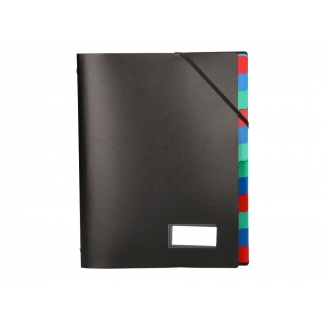 Liderpapel CS12 - Carpeta clasificadora con gomas, tamaño A4, 12 departamentos, color negro