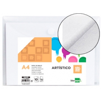 Liderpapel DA03 - Láminas de dibujo, sin recuadro, A4, sobre de 10 hojas, 130 gramos