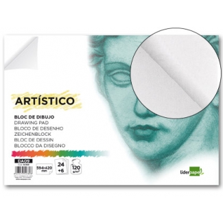 Liderpapel DA09 - Láminas de dibujo artístico, sin recuadro, bloc encolado, A2, 24 + 6 hojas, 120 gramos