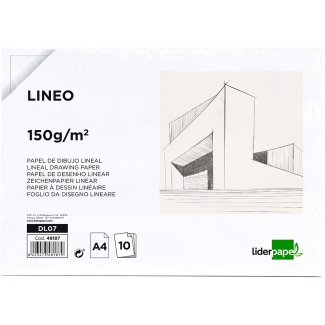 Liderpapel DL07 - Láminas de dibujo lineal, A4, 150 gramos, pack de 10 hojas