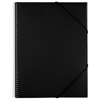Liderpapel EC58 - Carpeta con fundas, encuadernada con espiral, tapa rígida, A5, 20 fundas, color negro
