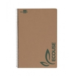 Liderpapel Ecouse BB03 - Bloc espiral, tamaño cuarto, tapa blanda, 80 hojas de 80 gr, cuadrícula de 4 mm, con margen, color kraft