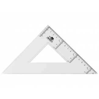 Liderpapel ES05 - Escuadra de plástico, hipotenusa de 25 cm, transparente