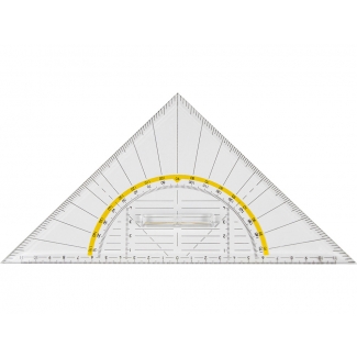 Liderpapel ES11 - Escuadra de geometría, plástico, hipotenusa 22 cm, transparente
