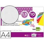 Liderpapel GE76 - Goma eva, espesor de 1,5 mm, tamaño A4, paquete de 10, color blanco
