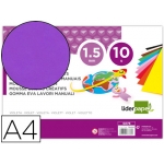 Liderpapel GE78 - Goma eva, espesor de 1,5 mm, tamaño A4, paquete de 10, color violeta