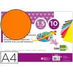 Liderpapel GE80 - Goma eva, espesor de 1,5 mm, tamaño A4, paquete de 10, color naranja