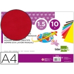 Liderpapel GE82 - Goma eva, espesor de 1,5 mm, tamaño A4, paquete de 10, color rojo