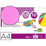 Liderpapel GE83 - Goma eva, espesor de 1,5 mm, tamaño A4, paquete de 10, color rosa