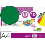 Liderpapel GE84 - Goma eva, espesor de 1,5 mm, tamaño A4, paquete de 10, color verde