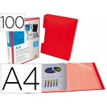 Liderpapel JC09 - Carpeta con fundas, portada y lomo personalizable, con cajetín, tapa flexible, A4, 100 fundas, color rojo translúcido
