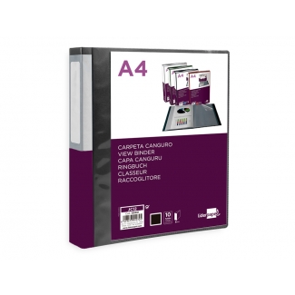 Liderpapel JC12 - Carpeta con fundas, portada y lomo personalizable, tapa flexible, A4, 10 fundas, color negro opaco