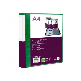 Liderpapel JC16 - Carpeta con fundas, portada y lomo personalizable, tapa flexible, A4, 10 fundas, color verde translúcido