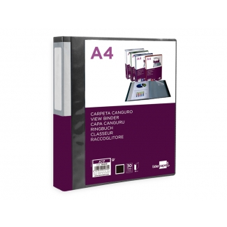 Liderpapel JC17 - Carpeta con fundas, portada y lomo personalizable, tapa flexible, A4, 30 fundas, color negro opaco