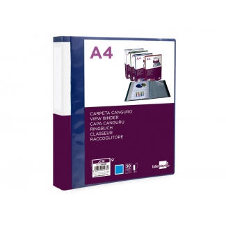Liderpapel JC19 - Carpeta con fundas, portada y lomo personalizable, tapa flexible, A4, 30 fundas, color azul translúcido