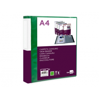 Liderpapel JC21 - Carpeta con fundas, portada y lomo personalizable, tapa flexible, A4, 30 fundas, color verde translúcido