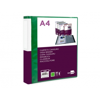 Liderpapel JC26 - Carpeta con fundas, portada y lomo personalizable, tapa flexible, A4, 60 fundas, color verde translúcido