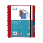 Liderpapel JC35 - Carpeta con fundas extraíbles, tapa flexible personalizable, A4, 40 fundas, color rojo