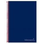 Liderpapel Jolly BA28 - Bloc espiral, tamaño A4, tapa extradura, 140 hojas de 75 gr, cuadrícula de 5 mm, sin margen, microperforado, 4 taladros, color azul marino