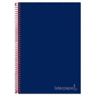 Liderpapel Jolly BA28 - Bloc espiral, tamaño A4, tapa extradura, 140 hojas de 75 gr, cuadrícula de 5 mm, sin margen, microperforado, 4 taladros, color azul marino