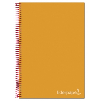 Liderpapel Jolly BA29 - Bloc espiral, tamaño A4, tapa extradura, 140 hojas de 75 gr, cuadrícula de 5 mm, sin margen, microperforado, 4 taladros, color naranja