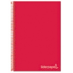 Liderpapel Jolly BA50 - Bloc espiral, tamaño A4, tapa extradura, 140 hojas de 75 gr, cuadrícula de 5 mm, sin margen, microperforado, 4 taladros, color rojo