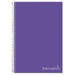Liderpapel Jolly BA51 - Bloc espiral, tamaño A4, tapa extradura, 140 hojas de 75 gr, cuadrícula de 5 mm, sin margen, microperforado, 4 taladros, color lila
