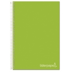 Liderpapel Jolly BA96 - Bloc espiral, tamaño A4, tapa extradura, 140 hojas de 75 gr, cuadrícula de 5 mm, sin margen, microperforado, 4 taladros, color verde