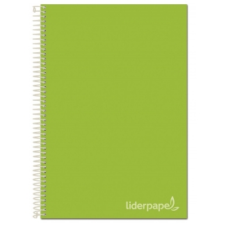 Liderpapel Jolly BA96 - Bloc espiral, tamaño A4, tapa extradura, 140 hojas de 75 gr, cuadrícula de 5 mm, sin margen, microperforado, 4 taladros, color verde