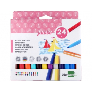 Liderpapel Jumbo RT09 - Rotuladores de colores, caja de 24 colores
