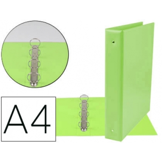 Liderpapel KA09 - Carpeta de anillas, 4 anillas mixtas de 40 mm, plástico, tamaño A4, color verde pistacho