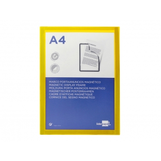 Liderpapel MA01 - Marco porta anuncios adhesivo-magnético, A4, color amarillo