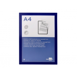Liderpapel MA02 - Marco porta anuncios adhesivo-magnético, A4, color azul