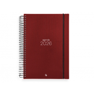 Liderpapel Olbia - Agenda anual, tamaño 15 x 21 cm, impresión día página, tapa polipropileno metalizado, encuadernada con espiral, color rojo