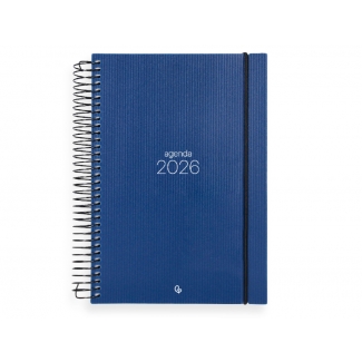 Liderpapel Olbia - Agenda anual, tamaño A4, impresión día página, tapa polipropileno metalizado, encuadernada con espiral, color azul