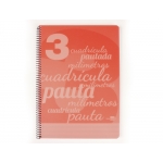 Liderpapel Pautaguía BE34 - Bloc espiral, tamaño folio, tapa de plástico, 80 hojas de 75 gr, pauta de 3 mm, con margen, color rojo