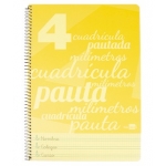 Liderpapel Pautaguía BE35 - Bloc espiral, tamaño folio, tapa de plástico, 80 hojas de 75 gr, pauta de 4 mm, con margen, color amarillo