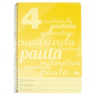 Liderpapel Pautaguía BE35 - Bloc espiral, tamaño folio, tapa de plástico, 80 hojas de 75 gr, pauta de 4 mm, con margen, color amarillo