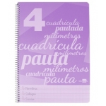 Liderpapel Pautaguía BE38 - Bloc espiral, tamaño folio, tapa de plástico, 80 hojas de 75 gr, pauta de 4 mm, con margen, color violeta